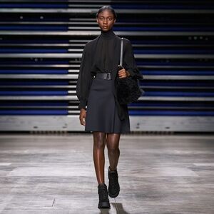 Akris Runway Sculptural Techno-Neoprene A-Line Skirt Black Sz 12